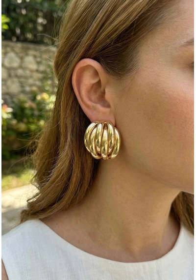 Pirinç Gold Renk Vintage Kadın Küpe 5886 Çok Renkli 60333271