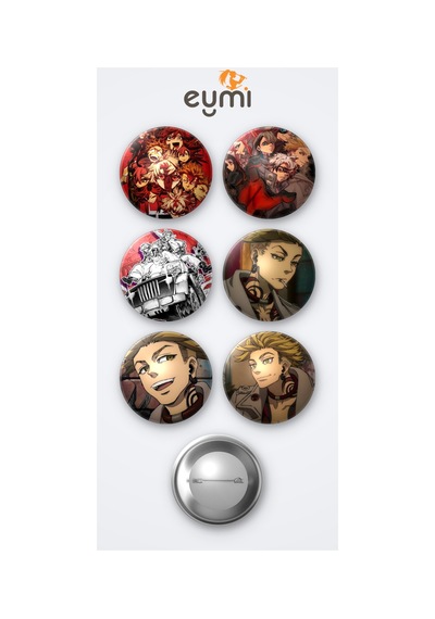 Gachiakuta 6'lı Metal Rozet Seti 58mm İğneli Buton Çanta Yaka Rozeti Çok Renkli