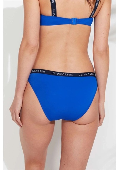 U.S. Polo Assn. Kadın Saks Mavi Kalın Kenarlı Lastikli Bikini Alt Saks Mavi