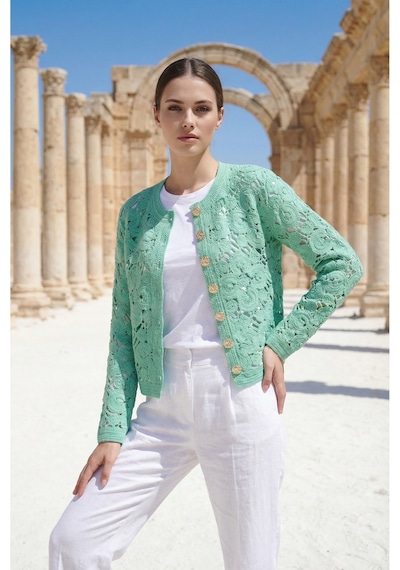 Sayzen Your Shine Gold Düğmeli Nakış Işlemeli Ceket Sy-shn2609 Mint Yeşili