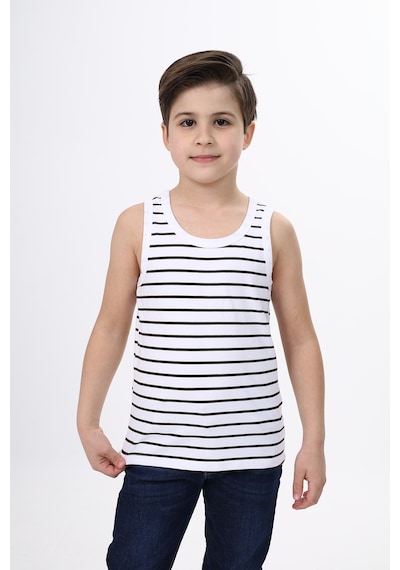 Toontoy Kids Toontoy Erkek Çocuk Çizgili Bisiklet Yaka Kolsuz Tişört Lacivert