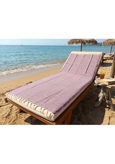 Ludıa %100 Pamuklu Çizgili Peştemal Havlu Banyo Ve Plaj Havlusu 90x185 Cm Mor