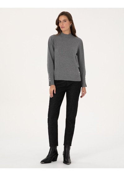 Pierre Cardin Kadın Gri Melanj Kazak /triko 50310887-vr086 Gri Melanj
