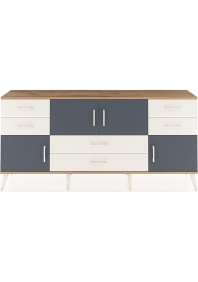 Arges Konsol 3 Raflı 6 Çekmeceli 4 Kapaklı 176x30x83 Çam-antrasit/aytaşı Antrasit/aytaşı