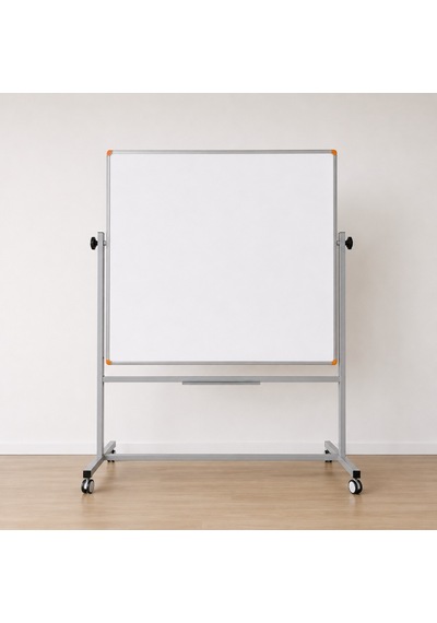 Emaye Yüzey 360 Dönerli Mobil Yazı Tahtası 120x120cm Beyaz
