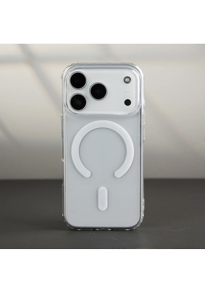 Apple Uyumlu iPhone 17 Pro Magsafe Kablosuz Şarj Özellikli Şeffaf Silikon Kılıf Şeffaf
