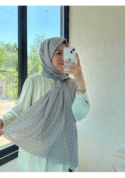 Vissona Medine İpeği Şal Gri Çok Renkli