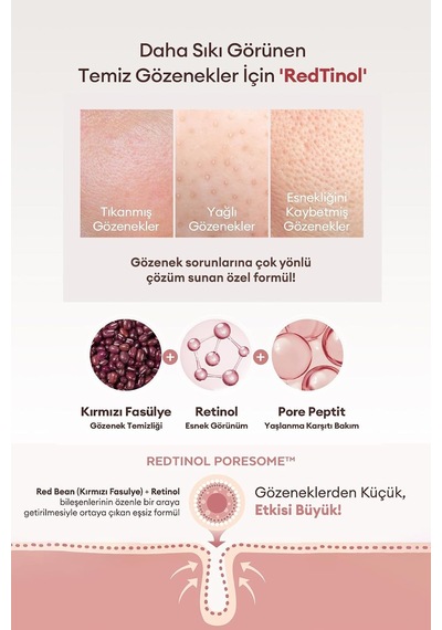 Retinol İçerikli, Gözenek Karşıtı Bakım Sunan Serum Red Bean Retinol Pore Reset Serum, 1134448147