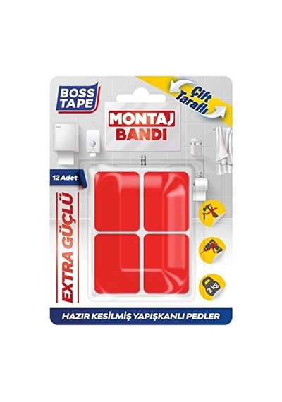 Tape Hazır Kesilmiş 12 Adet Çift Taraflı Montaj Bandı