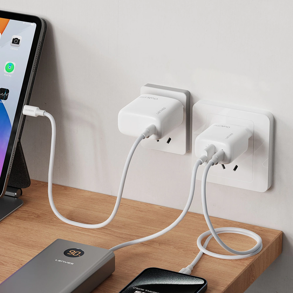 Lenyes Lch91 Type-c Ve Usb Gan Teknolojili Pd Hızlı Şarj Özellikli Şarj Başlığı 20w Beyaz