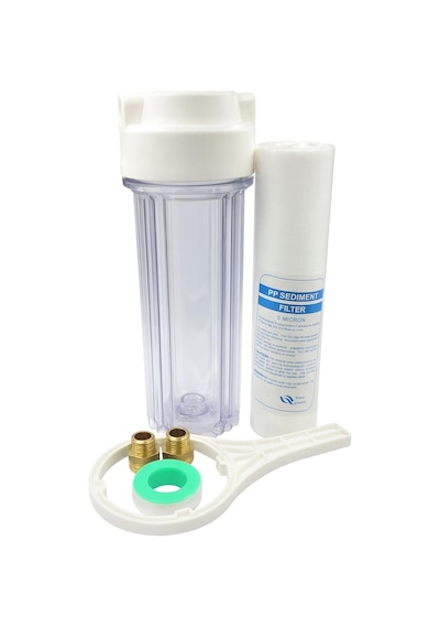 Sediment Filtre Housing Seti 10 Şeffaf Kap + 5 Mikron Pp Filtre + Anahtar + Pirinç Bağlantı
