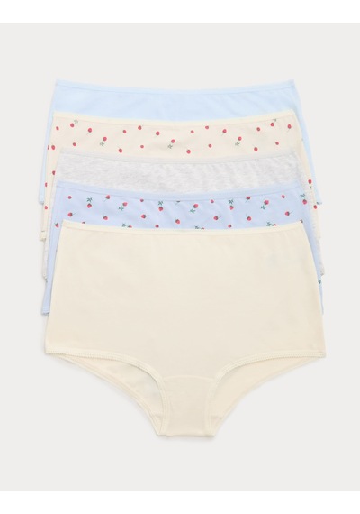 Marks & Spencer 5'li Cotton Lycra Short Külot Seti T61005104X Mavi