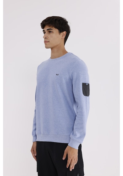 Rowinger Selanik Dokulu Yumuşak Tutuşlu Rahat Kalıp Sade Tasarım Uzun Kollu Sweatshirt Baby Blue