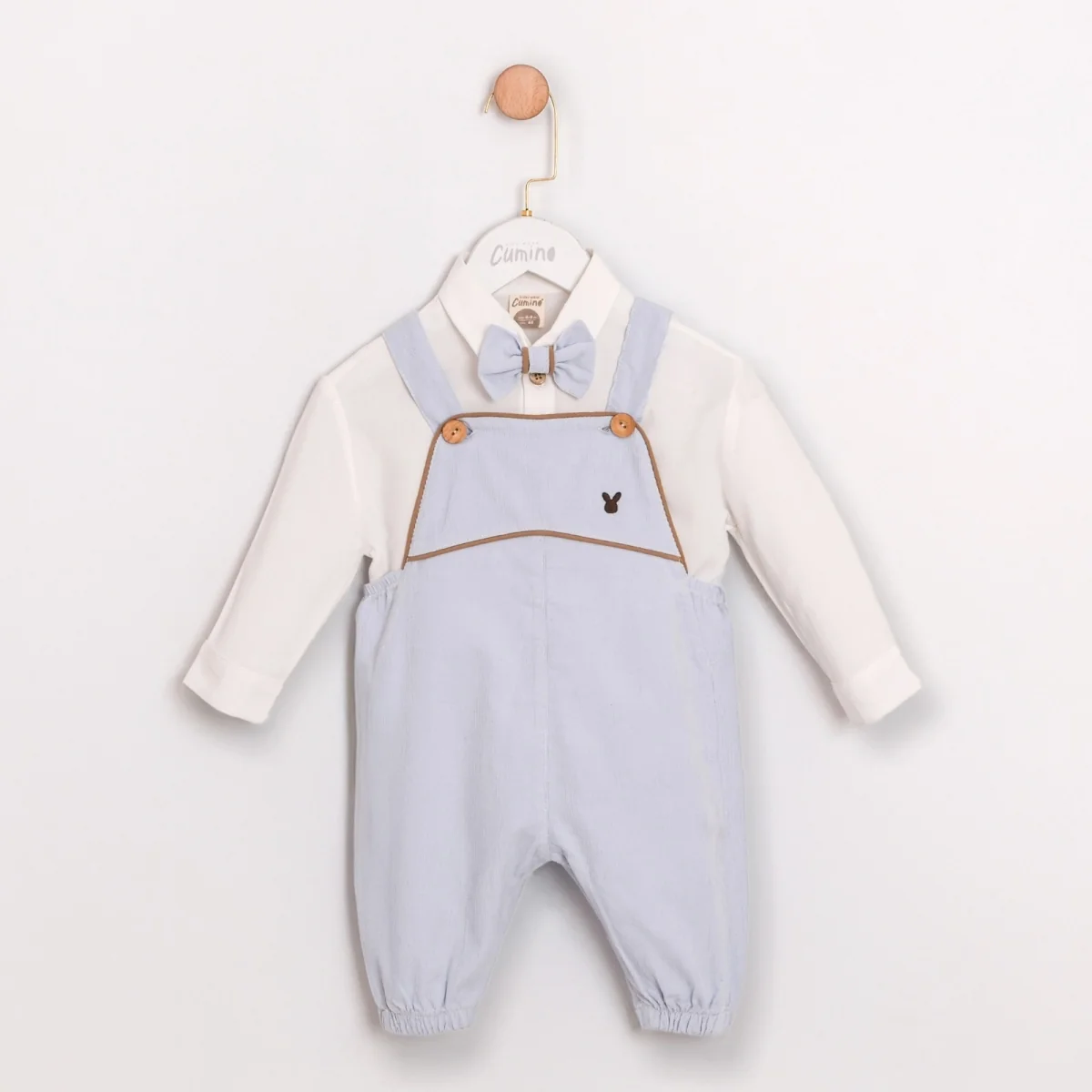 Momercy Petit Chic Gömlekli Papyonlu Erkek Bebek Tulum Salopet Takım Bebe Mavisi
