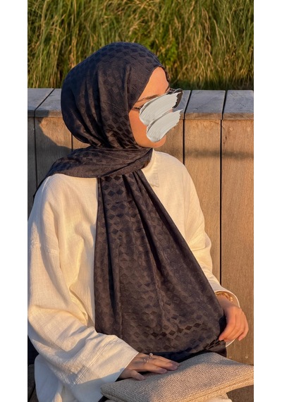 Qalortex Scarf Premium Pamuklu Jakar Şal-antrasit