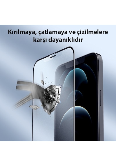 GOR Apple Uyumlu iPhone 12 6.1 9D Hardening Tempered Full Cam Ekran Koruyucu