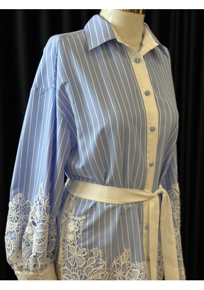 My312 My-26s8821-m Mavi Renk Nakışlı Dantelli Tunik Çok Renkli