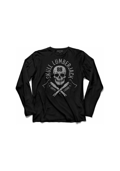 Lumberjack Balta Kuru Kafa Balta Skeleton Uzun Kollu Tişört