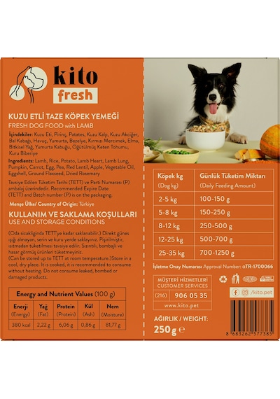 Kito Kuzu Etli Mini Irk Yetişkin Köpek Maması 2500 G + Kito Fresh Kuzu Etli Köpek Yemeği 6'lı