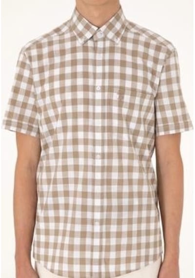Us Polo Assn. U.s.polo Erkek Vizon Kısa Kollu Gömlek Vr052vizon