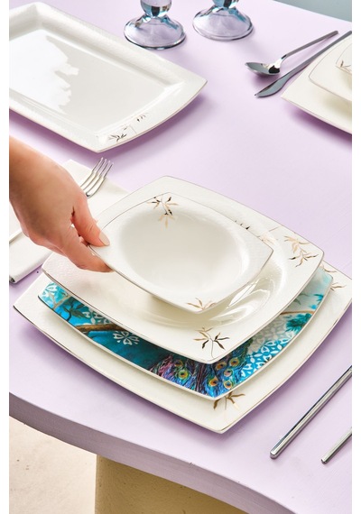 Karaca  Fine Pearl Pavo 62 Parça 12 Kişilik Yemek Takımı Gold