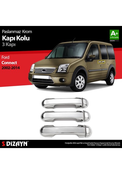 S-Dizayn Ford Connect Uyumlu Krom Kapı Kolu 3 Kapı 2002-2014