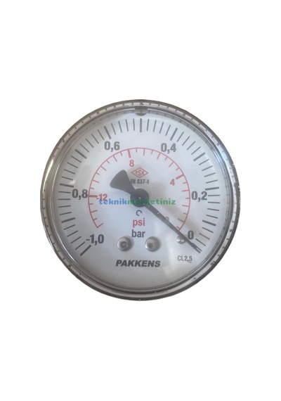 63MM -1 / 0 Bar Arkadan Çıkışlı G1/4" Kurutip VakuMMetre Pakkens