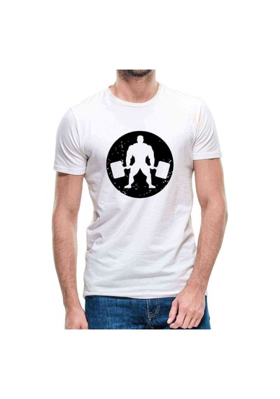 Silhouette Bodybuilding Erkek Beyaz Tshirt