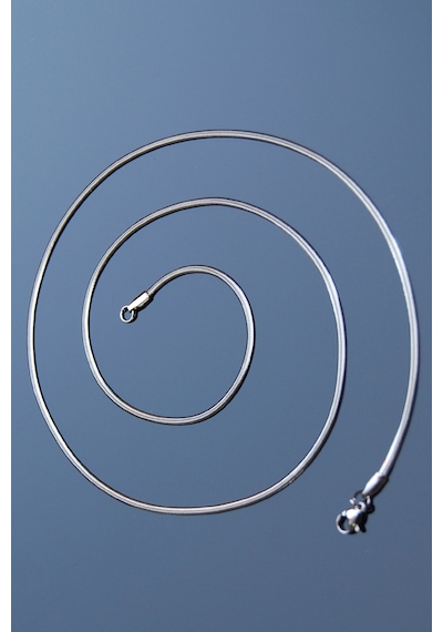 Rua Jewelry Yassı Yılan İtalyan Zincir Paslanmaz Çelik Kolye 2 MM Gümüş