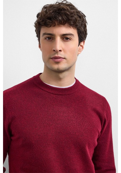 Back And Bond Bordo Regular Fit Bisiklet Yaka Triko Kazak