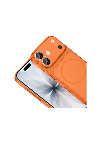İphone 17 Uyumlu İphone 17 Pro Görünümlü Magsafe Özellikli Dönüşüm Kılıfı Formen Kapak Turuncu