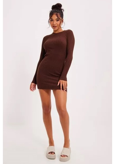 Madmext Kahverengi Bodycon Fitilli Mini Elbise Mg1710-kahverengi Kahverengi