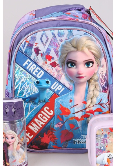 Dekomus Lisanslı Elsa Frozen Salto Ice Magıc "okul Çantası,beslenme Kabı Ve 500 Ml Trıtan Matara Okul Seti Altın