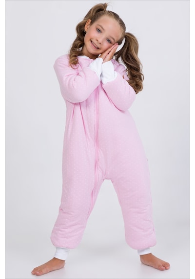Cantoy Kalın Elyaf Dolgulu Premium Kalite 2.5 Tog Desenli Unisex Çocuk Uyku Tulumu Şeker Pembe