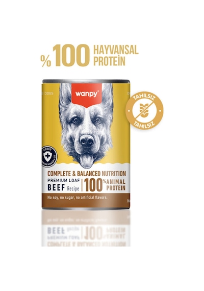 6 Adet Tahılsız Köpek %100 Gerçek Et Biftekli Ve Tavuklu Konserve Yaş Mama 375 Gr
