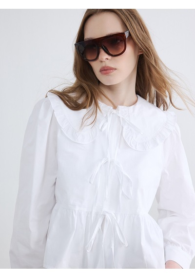 Lcw Modest Ekru Bebe Yaka Bağlama Detaylı Bluz