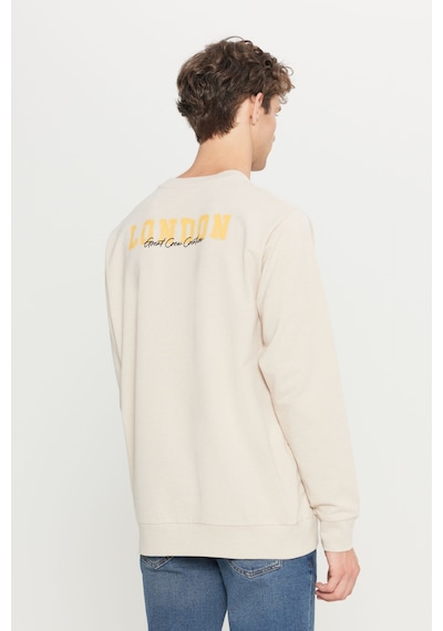 AC&Co / Altınyıldız Classics Erkek Bej 2 İplik Pamuklu Standart Fit Normal Kesim Rahat Bisiklet Yaka Sweatshirt Bej