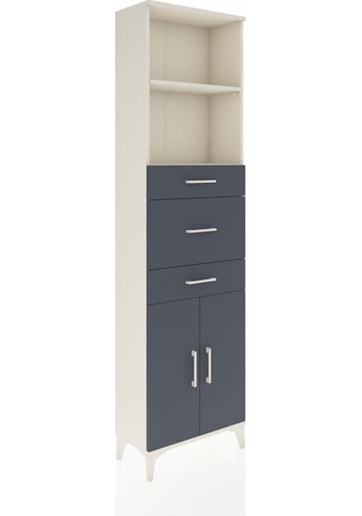 Arges Dolap 3 Raflı 3 Çekmeceli 2 Kapaklı 60x30x221 Aytaşı-antrasit Aytası