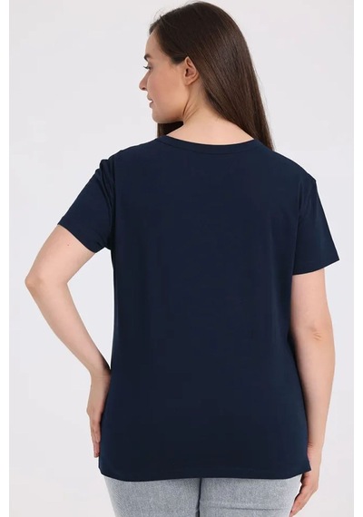 Uyguntarz Unisex Kedi Baskılı Oversize Tshirt Lacivert