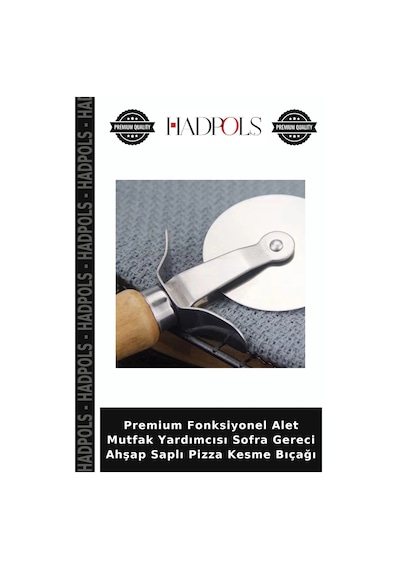 Premium Fonksiyonel Alet Mutfak Yardımcısı Sofra Gereci Ahşap Saplı Pizza Kesme Bıçağı