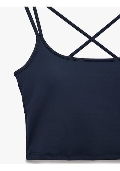 Koton Çapraz Askılı Slim Fit Spor Bluz Lacivert 7wak30043nk