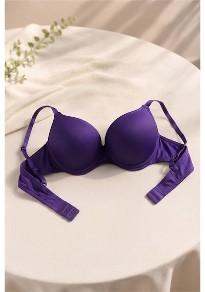 Panivue Kadın Push Up Sütyen Destekli Dolgulu Balenli Gün Boyu Konfor Ve Doğal Dolgunluk Koyu Menekşe