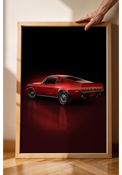 Saturn Ford Mustang Fastback Çerçeveli Tablo Erkek Odası Ve Garaj Dekoru Classic Car Collection