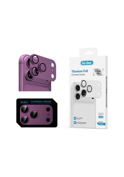 Apple iPhone Uyumlu 18 Pro Go Des Fc007 Titanyum Serisi Anti Reflective Kamera Lens Koruyucu Kırmızı-titanyum