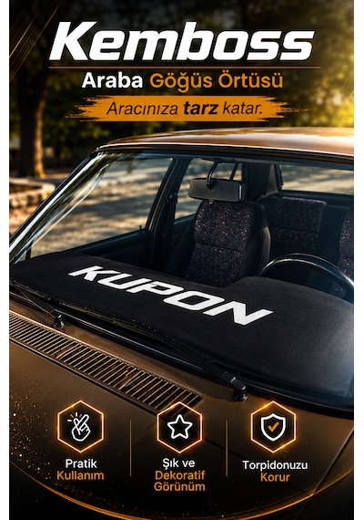Siyah Kupon Baskılı Araba Göğüs Örtüsü