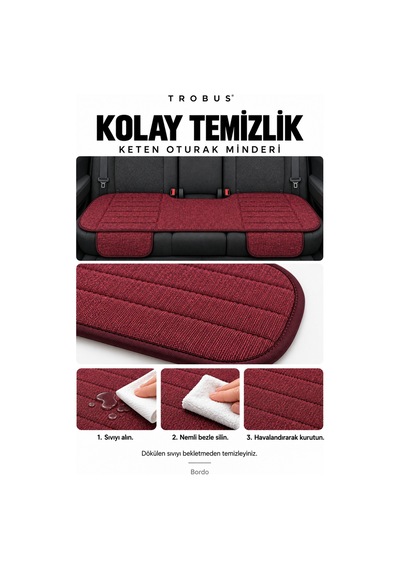 Honda City 2009-2013 Çizgili Keten 3'lü Minder Bordo