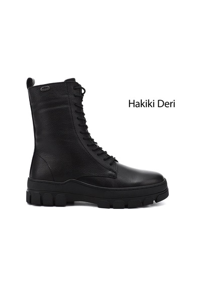 Gönderi(R) Gönderi R Kadın Siyah Floter Fermuarlı Kauçuk Taban Hakiki Deri Postal Bot Gkzb13455415 Siyah Floter