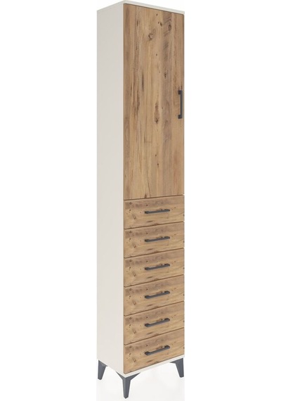 Arges Dolap 3 Raflı 6 Çekmeceli Tek Kapaklı 44x30x221 Aytaşı-çam Aytaşı