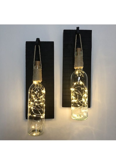 Siyah Led Işıklı Duvar Aplik 2li Çok Renkli