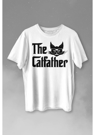 The Godfather Cat Father Catfather Baba Kedi Baskılı Tişört Unisex T-shirt 001